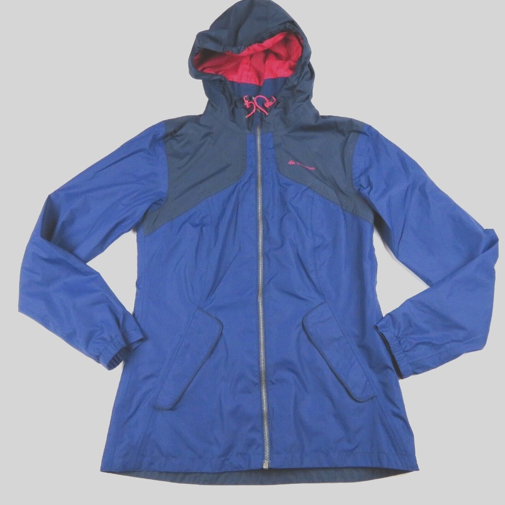 DECATHLON Quechua Navy Blue Red hooded windbreaker lightweight jacket